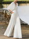 Elegant jumpsuit med brede ben og V-hals og flagermusærmer til kvinder | Ideel til vinteren