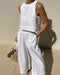 Women’s Sleeveless Crop Top and Wide-Leg Pants Summer Set