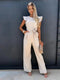 Women’s Elegant Belted Wide-Leg Jumpsuit with Cap Sleeves