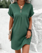Women’s Short-Sleeve V-Neck Dress with Button Placket