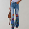 Women’s High-Rise Flared Jeans with Floral Print