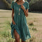 Women’s Short-Sleeve Button-Front Summer Dress with High-Low Hem