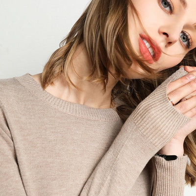Cashmere sweater with classic neckline