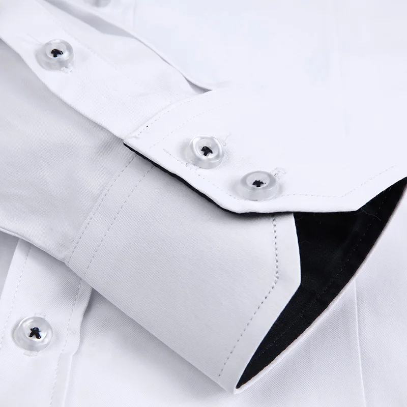 Slim Fit langærmet herreskjorte med kontrastfarvet krave og lommer | Perfekt til alle årstider