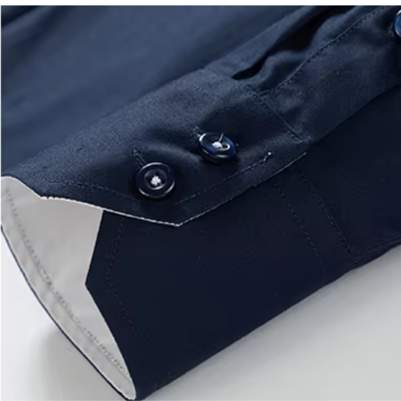 Slim Fit langærmet herreskjorte med kontrastfarvet krave og lommer | Perfekt til alle årstider