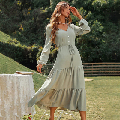 Priscilla - Elegant Long Sleeve Midi Dress