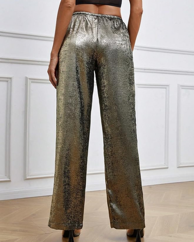 Wide-Leg Trousers with Elastic Waist and Drawstring