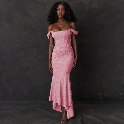 Denisse Long Elegant Dress - Body-enhancing cut and luxurious fabric for a sophisticated, feminine look