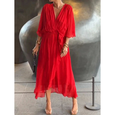Damekjole med V-hals | Stilfuld silkechiffon