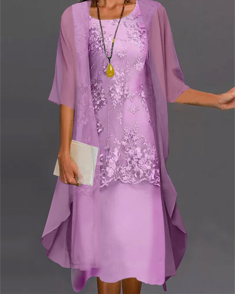 Elegant Chiffonkjole i 2 dele