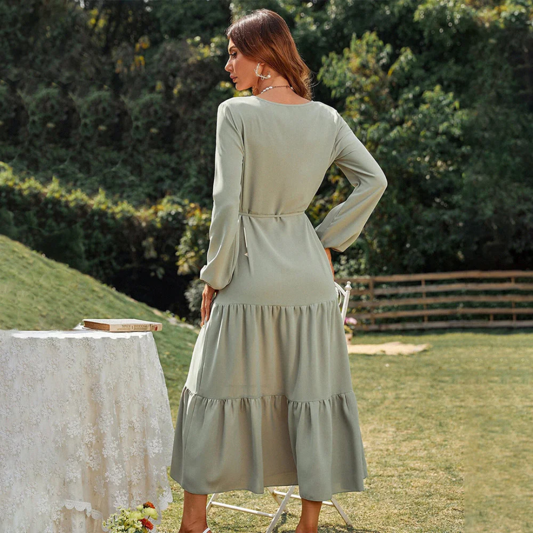 Priscilla - Elegant Long Sleeve Midi Dress