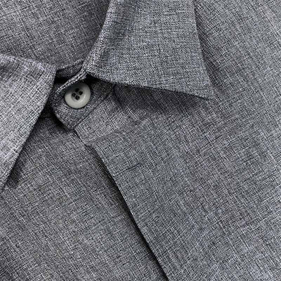 Men's shirt - Button closure - Breathable cotton and linen blend - Regular fit - Short sleeves