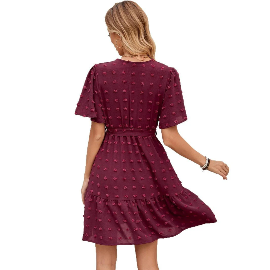 Women’s Short-Sleeve Textured Wrap Dress
