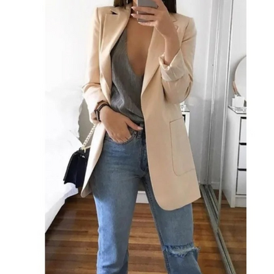 Lang blazer til kvinder i khaki MODA