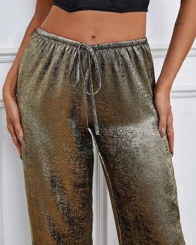 Wide-Leg Trousers with Elastic Waist and Drawstring