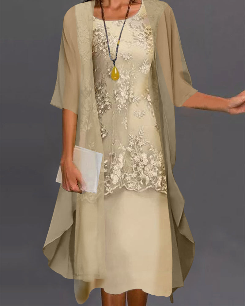 Elegant Chiffonkjole i 2 dele