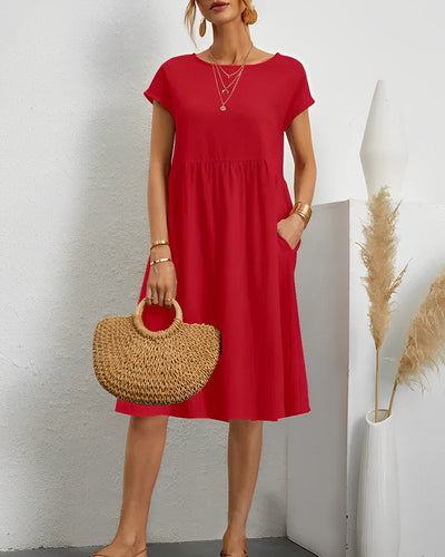 Women’s Short-Sleeve V-Neck Pocket Dress