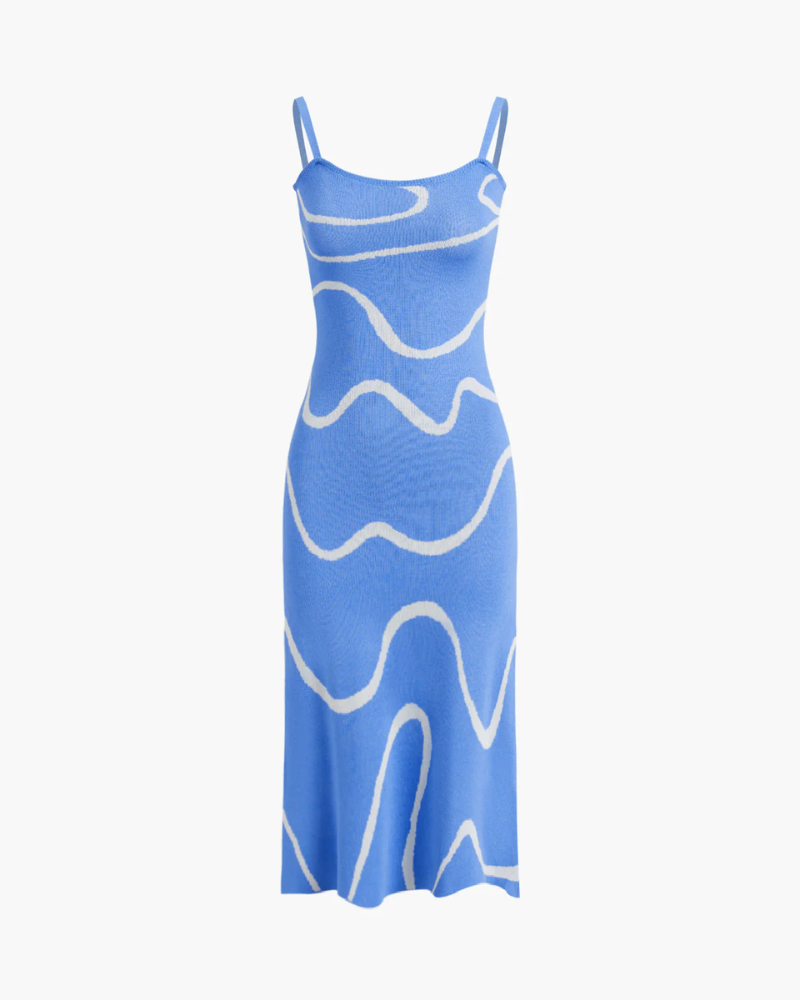 Women’s Strappy Midi Dress with Abstract Pattern