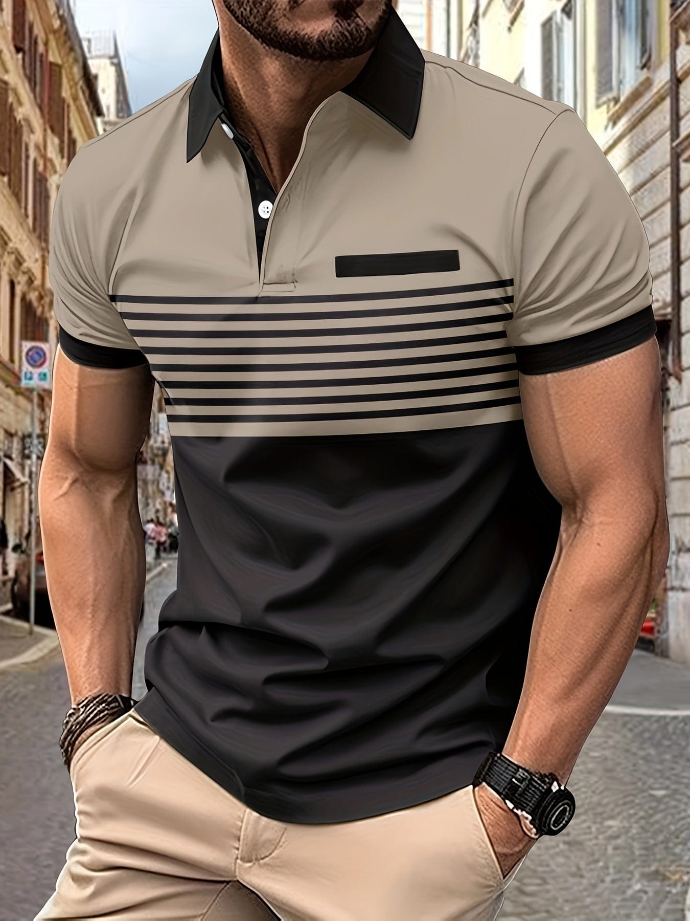 Louis｜Men's summer polo with stripes