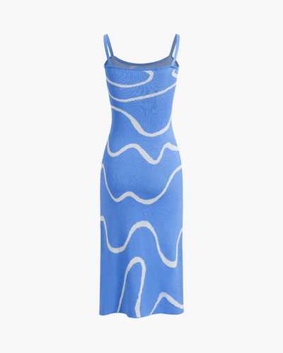 Women’s Strappy Midi Dress with Abstract Pattern