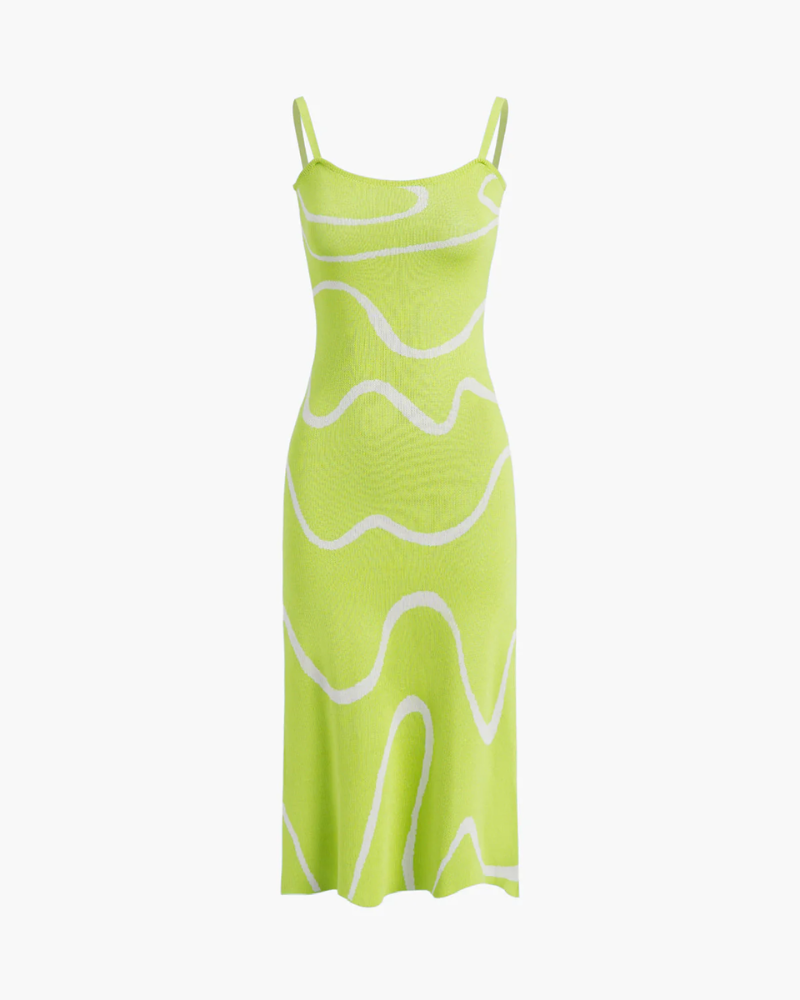 Women’s Strappy Midi Dress with Abstract Pattern