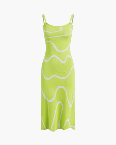 Women’s Strappy Midi Dress with Abstract Pattern