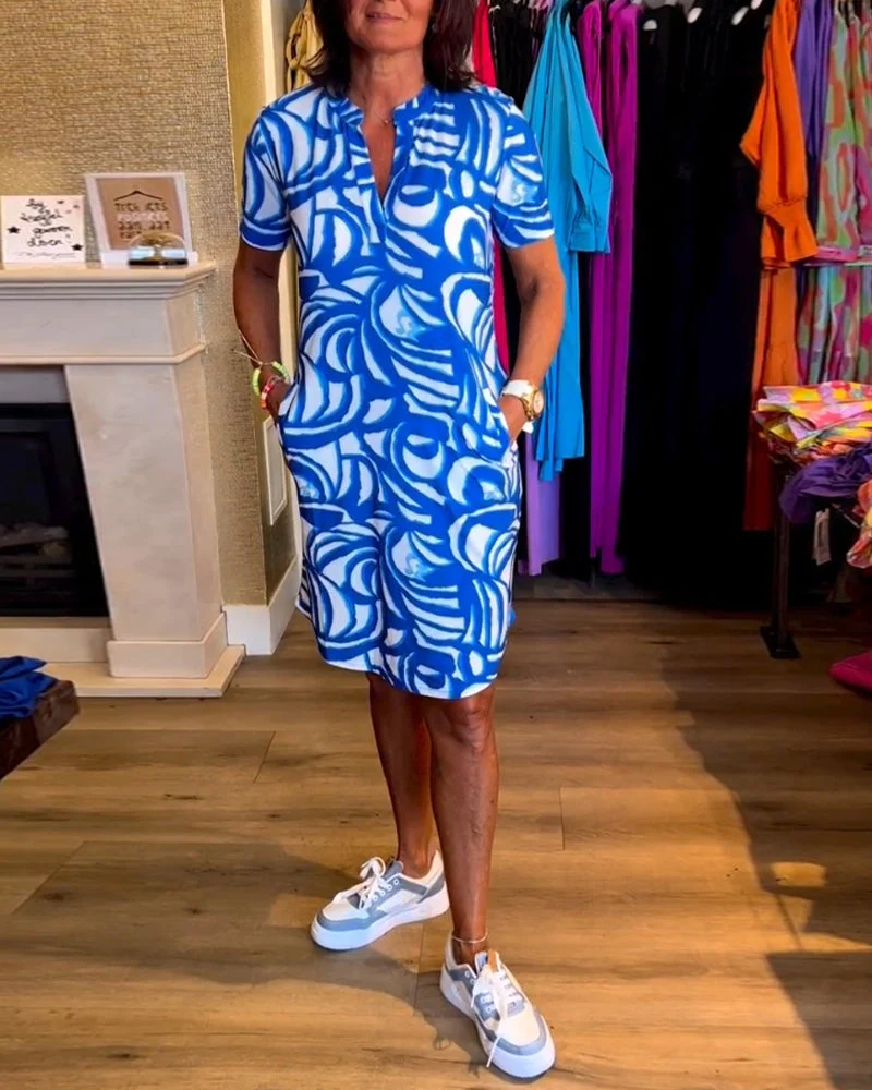 Colette - Abstract Print Dress Casual Style