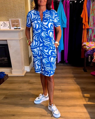 Colette - Abstract Print Dress Casual Style