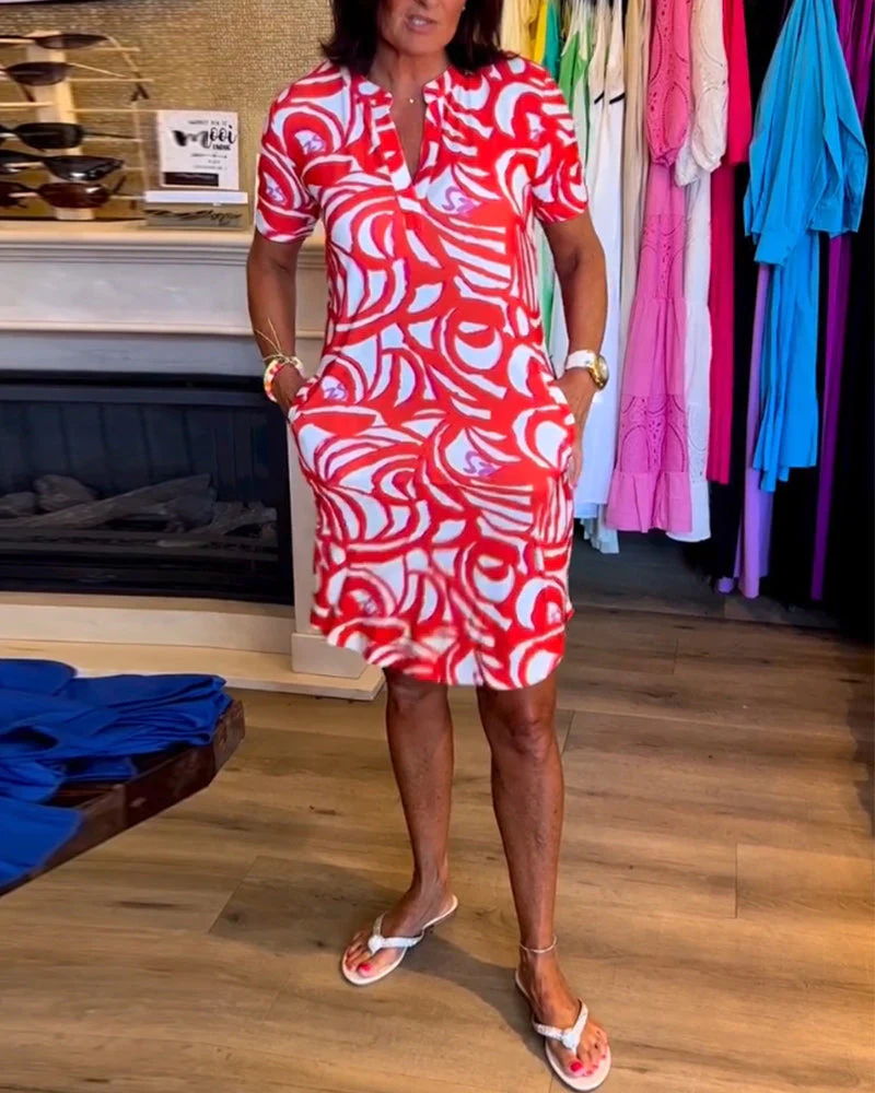 Colette - Abstract Print Dress Casual Style
