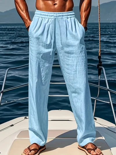 Ethan Men's Pants - Loose Breathable Linen Pants with Wide Cut and Elegant Summer Style