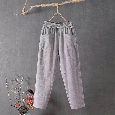 KLARA - Casual cotton and linen pants with elasticated waistband