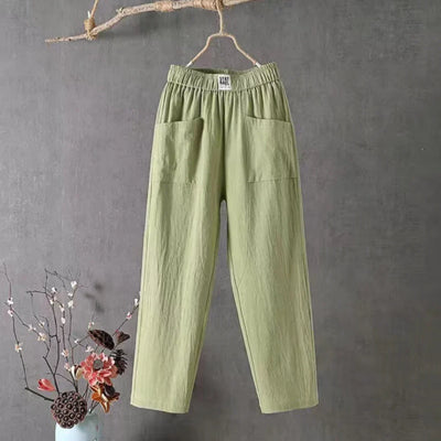 KLARA - Casual cotton and linen pants with elasticated waistband