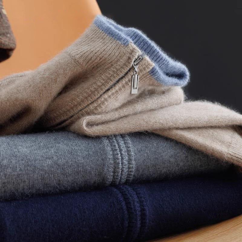 Cashmere-jakke med lynlås til mænd Varm og stilfuld