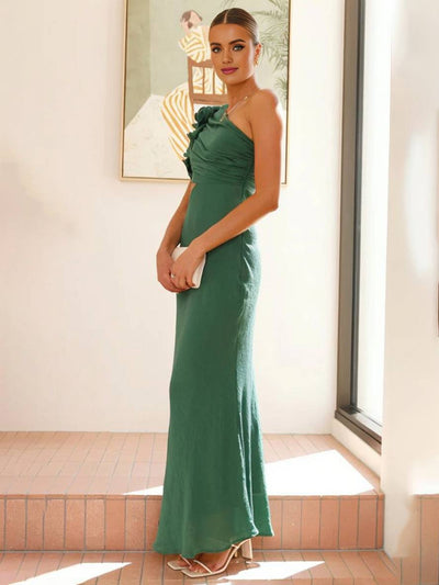 Shamine Women's Evening Dress - Long Asymmetrical One Shoulder Dress with Elegant Cutouts and Sleeveless.