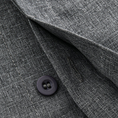 Men's shirt - Button closure - Breathable cotton and linen blend - Regular fit - Short sleeves