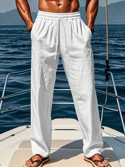 Ethan Men's Pants - Loose Breathable Linen Pants with Wide Cut and Elegant Summer Style