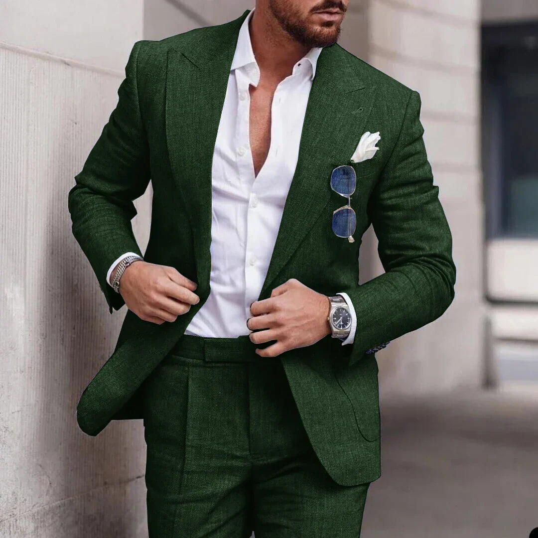 Men's 2-piece linen wedding suit