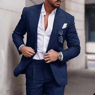 Men's 2-piece linen wedding suit