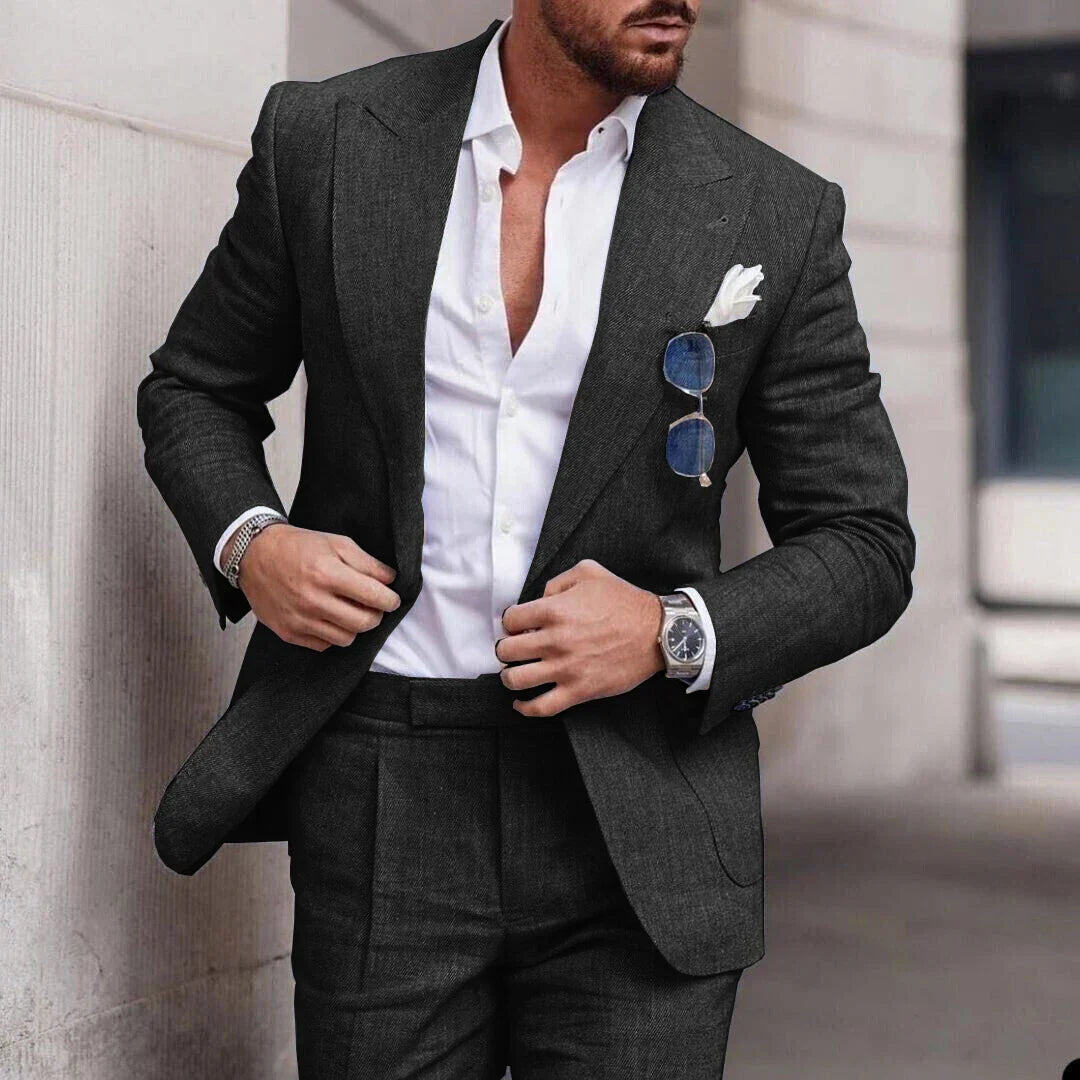 Men's 2-piece linen wedding suit