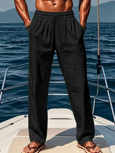 Ethan Men's Pants - Loose Breathable Linen Pants with Wide Cut and Elegant Summer Style