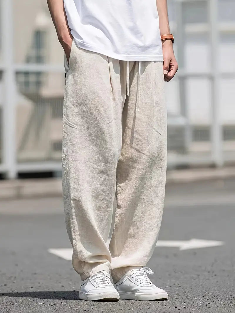 Liam Men's Linen Pants - Baggy Summer Pants with Breathable Comfort and Durable Finish