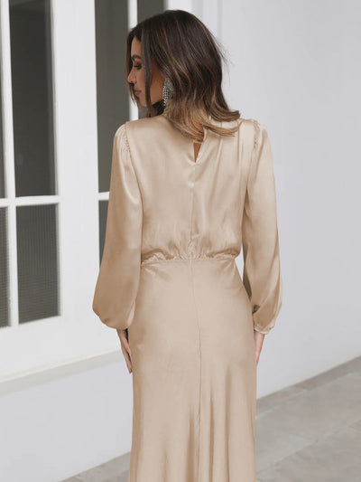 Orla - Long Sleeve Satin Bodycon Midi Dress