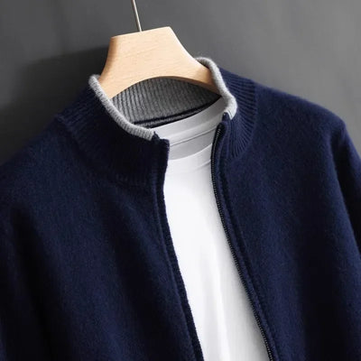 Cashmere-jakke med lynlås til mænd Varm og stilfuld