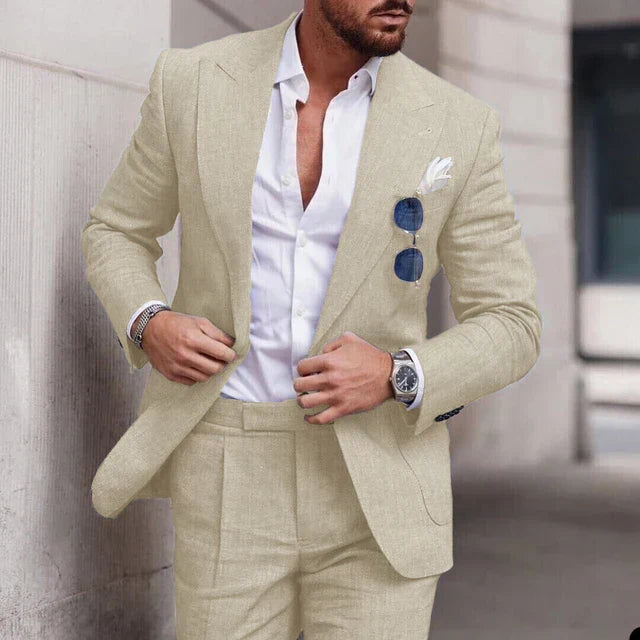 Men's 2-piece linen wedding suit