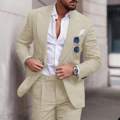 Men's 2-piece linen wedding suit