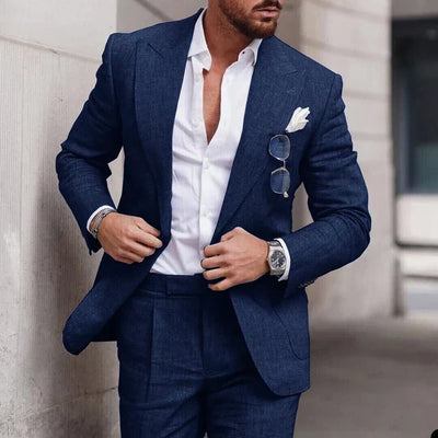 Men's 2-piece linen wedding suit