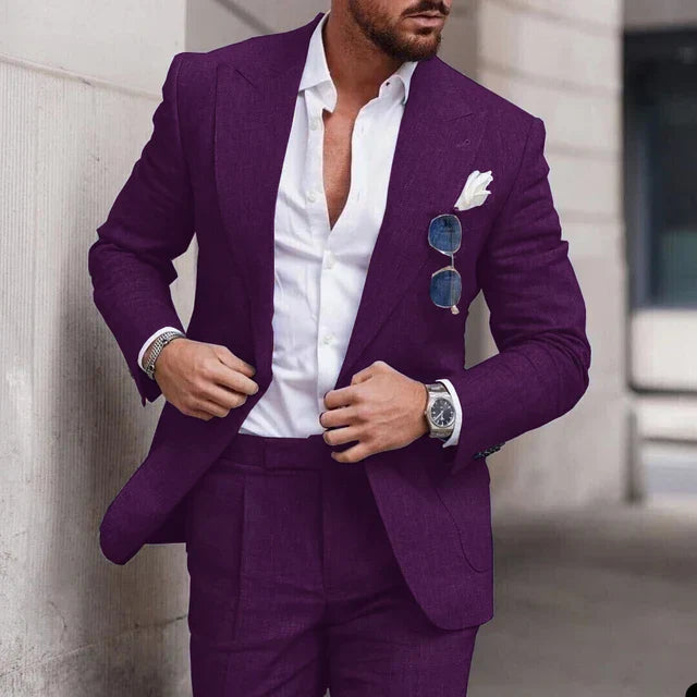 Men's 2-piece linen wedding suit