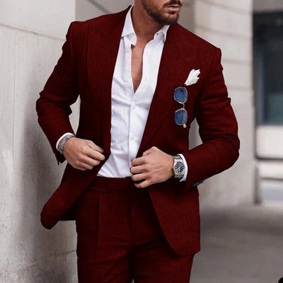 Men's 2-piece linen wedding suit