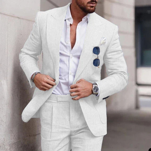 Men's 2-piece linen wedding suit