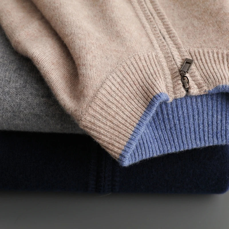 Cashmere-jakke med lynlås til mænd Varm og stilfuld